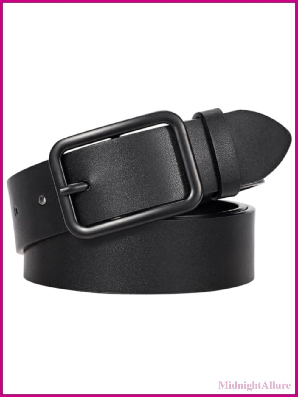 Faux Leather Belt Square Buckle Adjustable 1.3" Wide Waist Belt for Jeans
